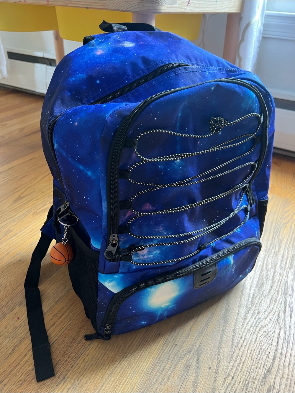 Blue Galaxy Print Backpack for soccer or basketball